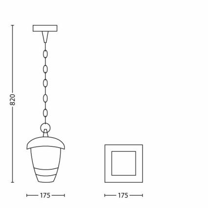 Philips 15386/30/16 - Utomhus Hängande Ljuskrona MYGARDEN CREEK 1xE27/60W/230V IP44