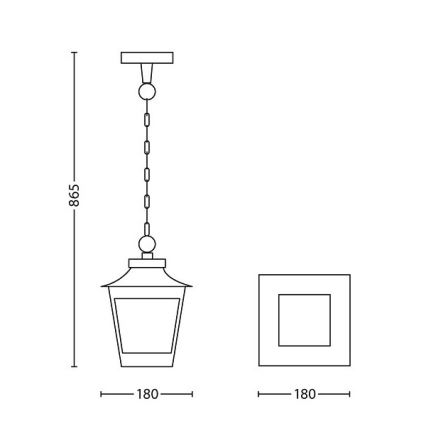 Philips 15406/86/PN - Utomhus Ljuskrona HEDGE 1xE27/60W/230V IP44