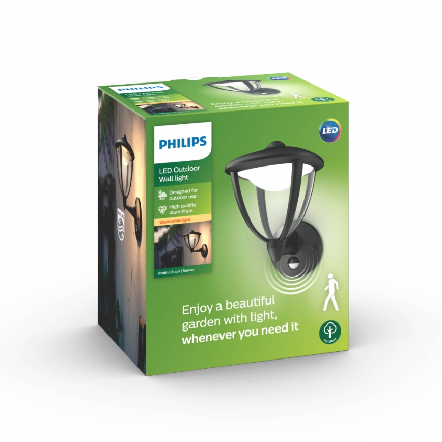 Philips 15479/30/16 - LED Utomhusbelysninging ROBIN med sensor 1xLED/4.5W/230V