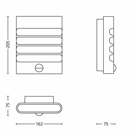 Philips 17274/47/16 – LED Utomhusbelysning  med sensor RACCOON 1×LED/3W IP44
