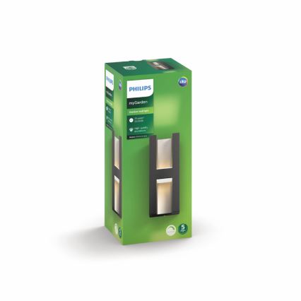 Philips 17351/93/P0 - LED utomhus Väggbelysning MYGARDEN SHADOW 2xLED/4.5W IP44