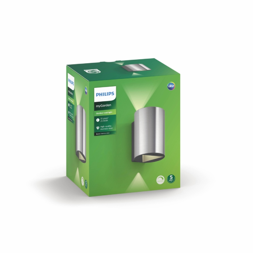 Philips 17357/47/P0 - LED utomhus Väggbelysning MYGARDEN BUXUS 2xLED/4.5W IP44