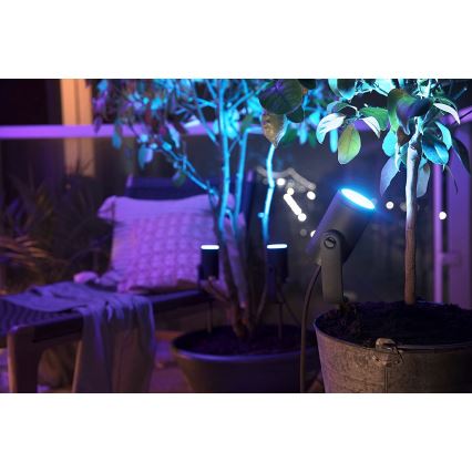 Philips 17428/30/P7 - LED RGB Utomhus spotlight Hue LILY LED/8W/230V IP65