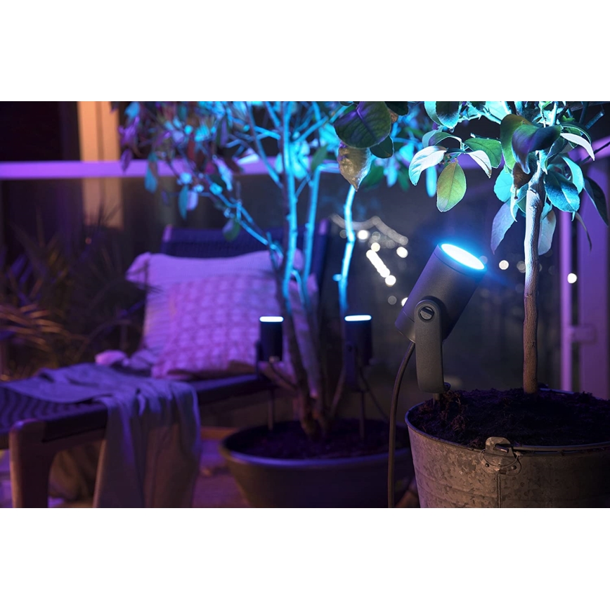 Philips 17428/30/P7 - LED RGB Utomhus spotlight Hue LILY LED/8W/230V IP65