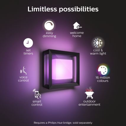 Philips - LED RGBW Dimbar vägglampa utomhus Hue ECONIC LED/15W/230V 2000-6500K IP44