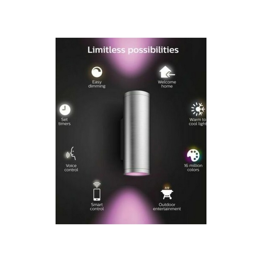 Philips - LED RGBW Dimbar vägglampa utomhus Hue APPEAR 2xLED/8W/230V IP44