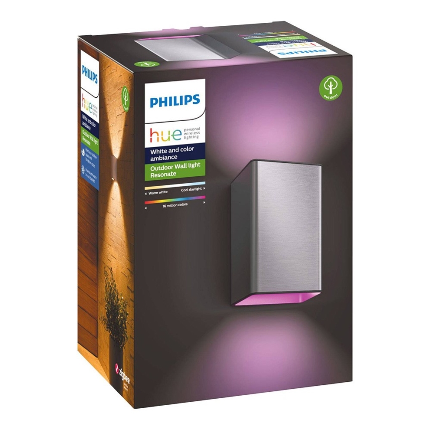 LED RGBW Dimbar vägglampa utomhus Hue RESONATE 2xLED/8W/230V 2000-6500K IP44