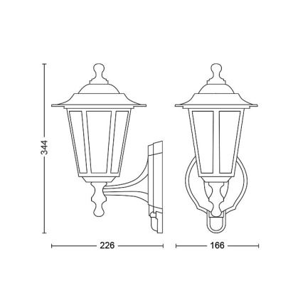 Philips - Utomhus vägglampa  med sensor  1xE27/60W/230V IP44