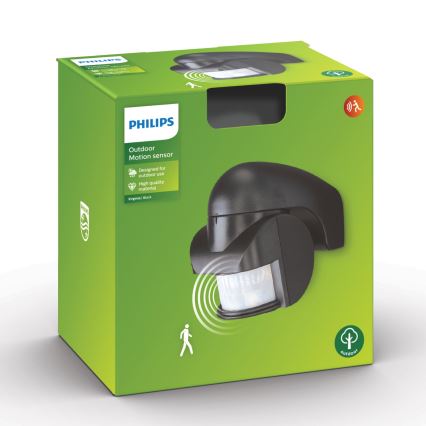 Philips - Utomhusbelysning med sensor  IP44 svart