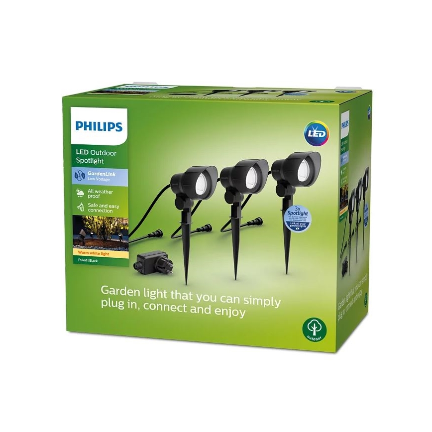 Philips - SET OM 3x LED Utomhus spotlampa LED/6W/230V 2700K IP44