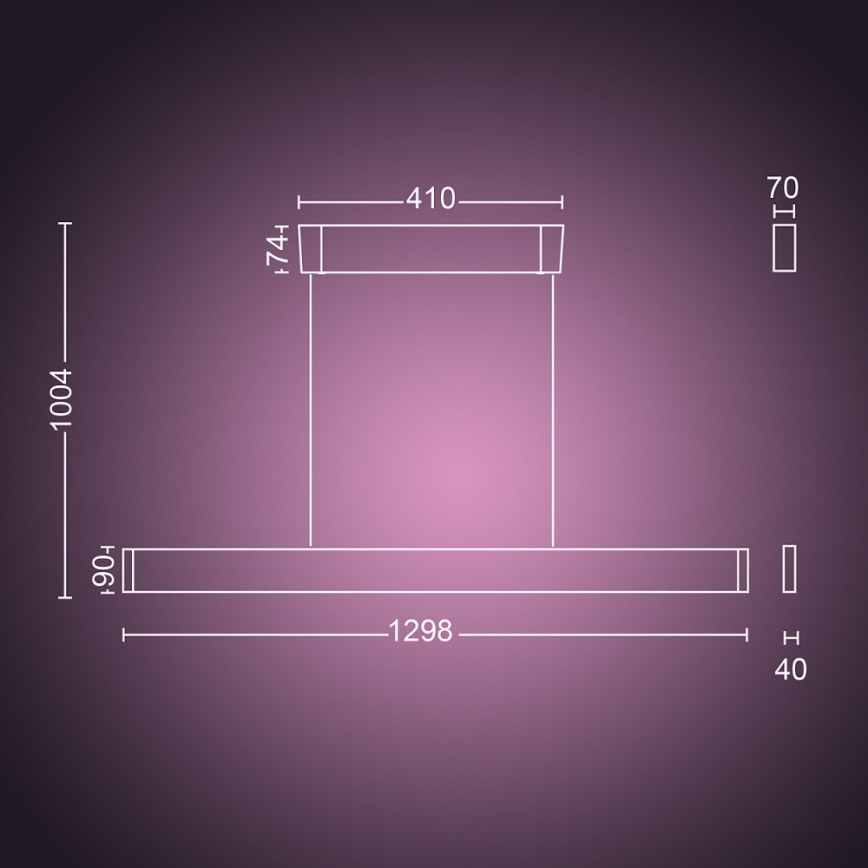Philips -  LED RGBW Ljusreglerad ljuskrona på textilsladd Hue ENSIS White And Color Ambiance 2xLED/39W/230V