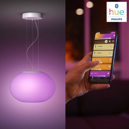 Philips - LED RGBW Ljusreglerad ljuskrona på textilsladd Hue FLOURISH LED/39W/230V