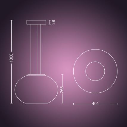 Philips - LED RGBW Ljusreglerad ljuskrona på textilsladd Hue FLOURISH LED/39W/230V