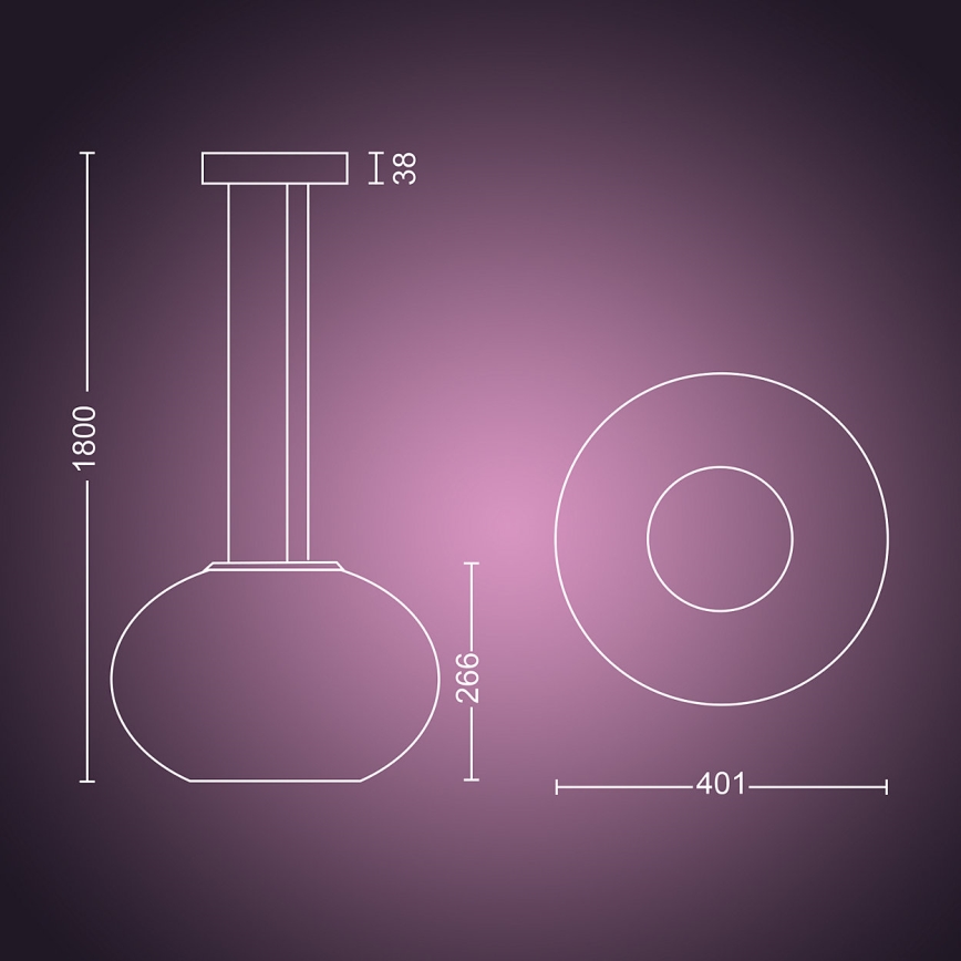 Philips - LED RGBW Ljusreglerad ljuskrona på textilsladd Hue FLOURISH LED/39W/230V