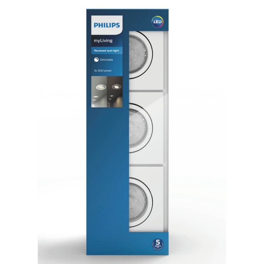 Philips 50123/31/P0 - SET 3x LED Dimbar Infälld Takbelysning LED/4,5W/230V