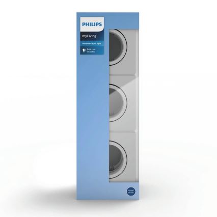 Philips 50193/87/PN - SET 3x Infälld Belysning ENNEPER 1xGU10/5,5W/230V