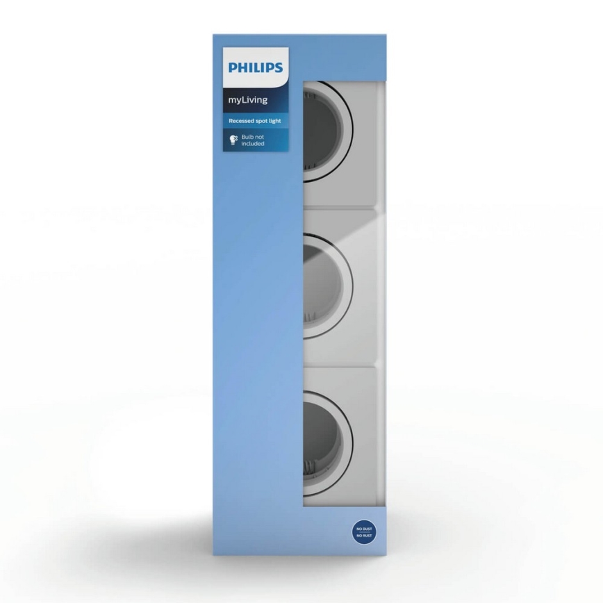 Philips 50193/87/PN - SET 3x Infälld Belysning ENNEPER 1xGU10/5,5W/230V