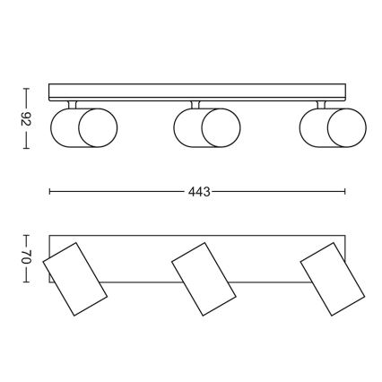 Philips 50593/30/PN - Spotlight MYLIVING KOSIPO 3xGU10/5,5W/230V