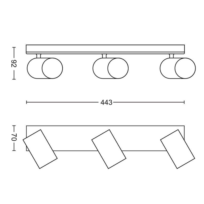 Philips 50593/30/PN - Spotlight MYLIVING KOSIPO 3xGU10/5,5W/230V