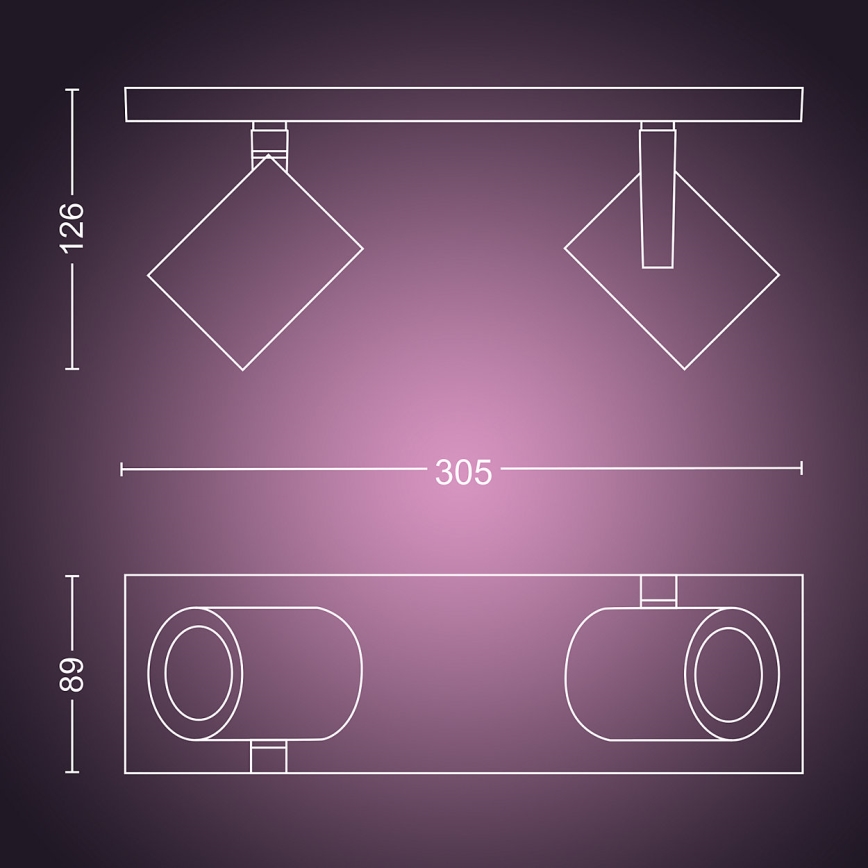 Philips - LED RGBW Dimbar spotlight Hue ARGENA 2xGU10/5,7W/230V