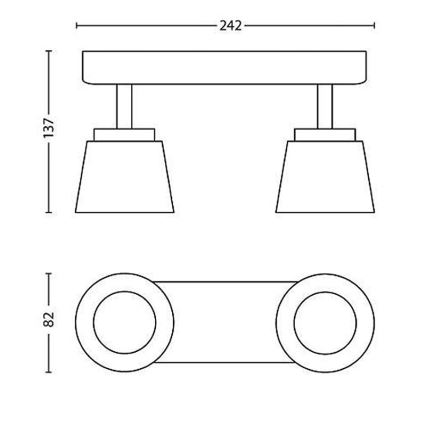 Philips 53342/31/16 - LED spotlight DENDER 2xLED/4W/230V