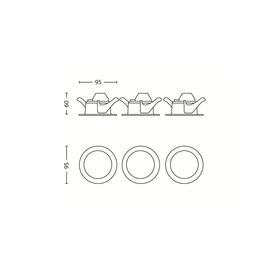 Philips 59100/87/16 - SET 3x LED Infälld spotlight SCEPTRUM LED/3W