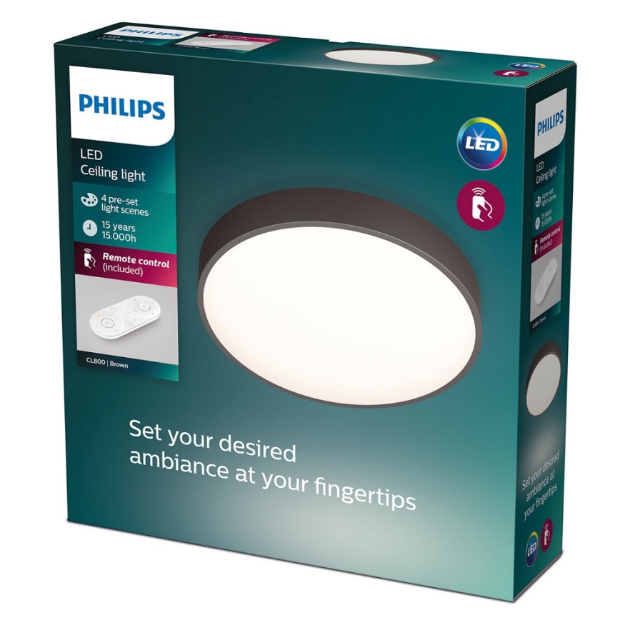 Philips 60262/43/P5 - LED Dimbar Takbelysning Brun 1xLED/28W/230V + Fjärrkontroll