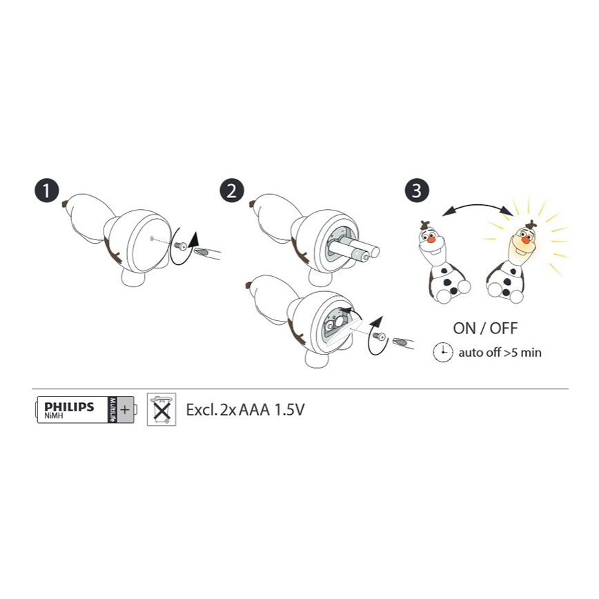 Philips 71768/08/16 - Barn LED-lampa DISNEY FROZEN 1xLED/0,3W/3V