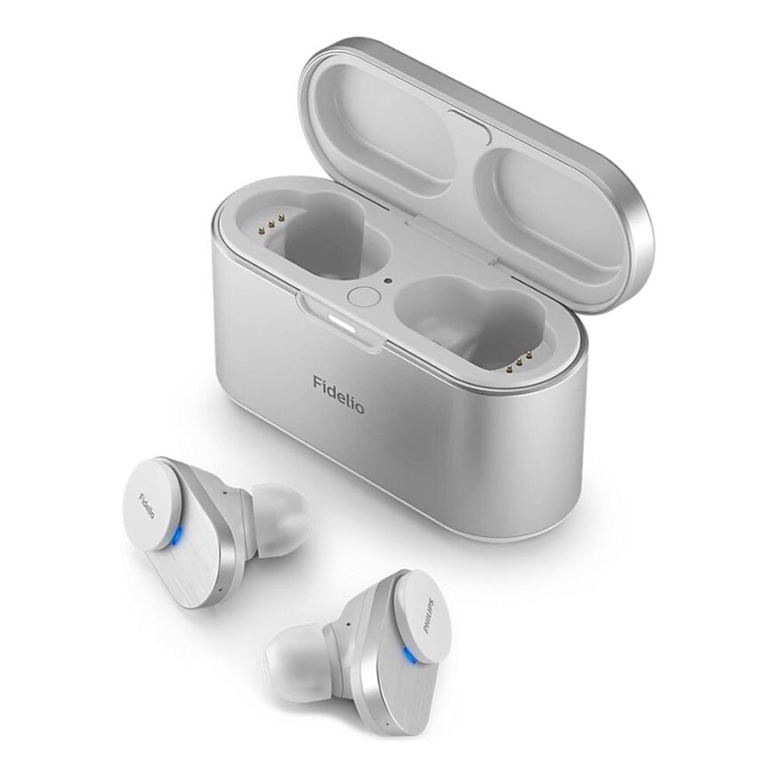 Philips Fidelio T1WT/00 - Trådlösa hörlurar IPX4 2x 60 mAh + 650 mAh silver