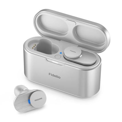 Philips Fidelio T1WT/00 - Trådlösa hörlurar IPX4 2x 60 mAh + 650 mAh silver