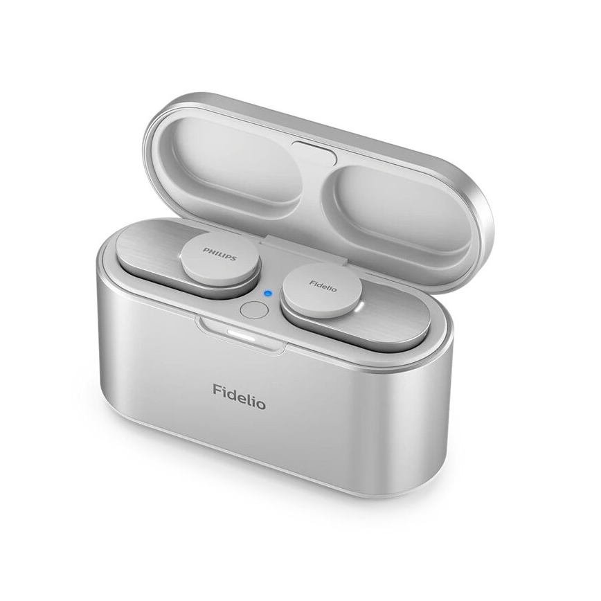 Philips Fidelio T1WT/00 - Trådlösa hörlurar IPX4 2x 60 mAh + 650 mAh silver
