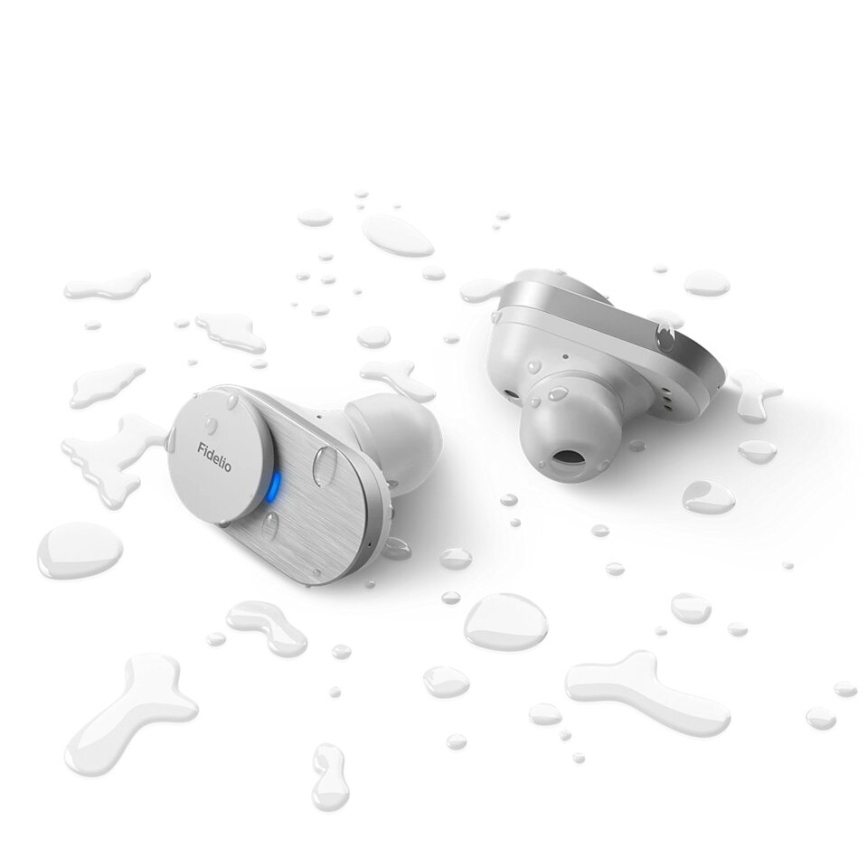 Philips Fidelio T1WT/00 - Trådlösa hörlurar IPX4 2x 60 mAh + 650 mAh silver