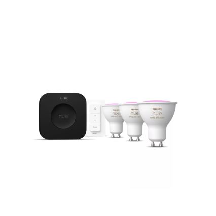 Startpaket Philips Hue WHITE AND COLOR AMBIANCE 3xGU10/4,2W 2000–6500K + anslutningsenhet