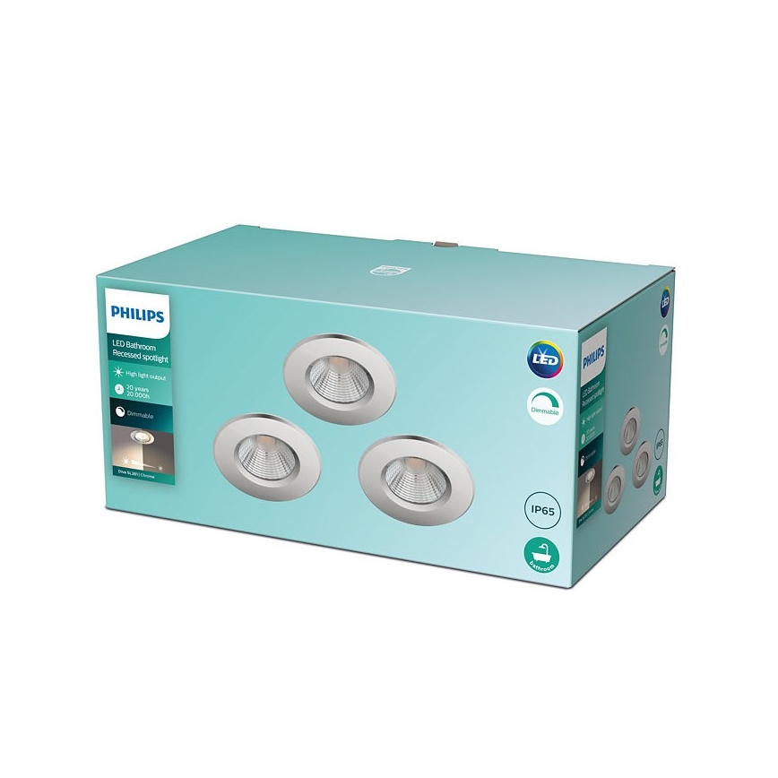 Philips - KIT 3x LED Dimbar badrumslampa DIVE 1xLED/5,5W/230V IP65