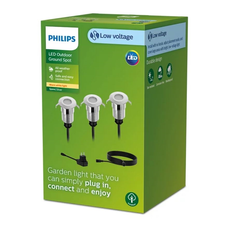 Philips - KIT 3x LED infälld lampa för utomhusbruk SPORE LED/1W/24/230V IP67
