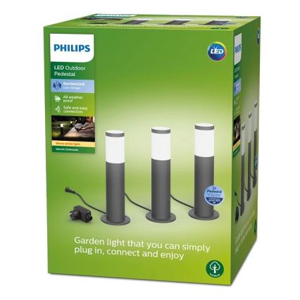 Philips - KIT 3x LED-lampa för utomhusbruk GARDENLINK LED/24W/230V 2700K IP44