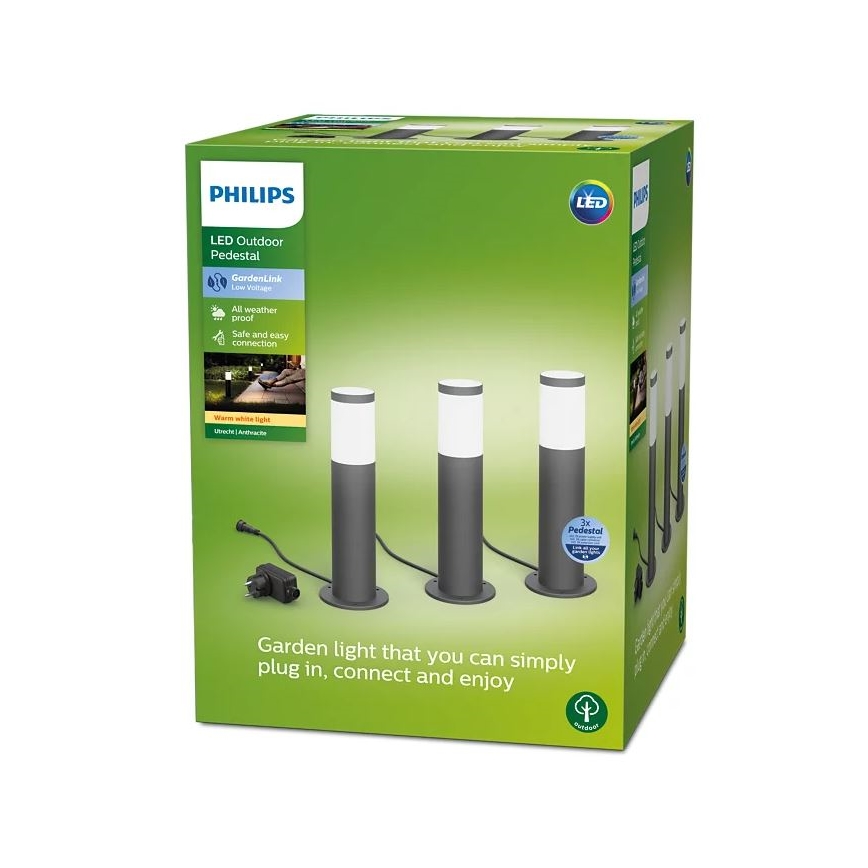 Philips - KIT 3x LED-lampa för utomhusbruk GARDENLINK LED/24W/230V 2700K IP44