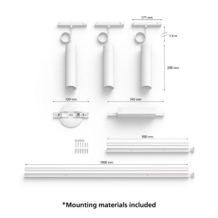 Philips - KIT 3x LED RGB ljusreglerad ljuskrona på snöre För skensystem Hue PERIFO LED RGB/15,6W/230V 2000-6500K