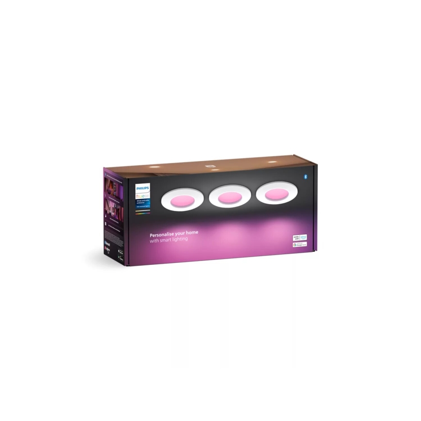 Philips - KIT 3x LED RGBW Ljusreglerad hängande badrumslampa Hue SLIM LED/8,3W/230V IP44 2000-6500K