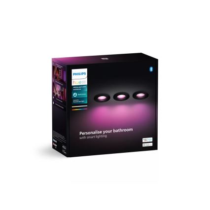Philips - KIT 3x LED RGBW Ljusreglerad hängande badrumslampa Hue XAMENTO 1xGU10/4,2W/230V 2000-6500K IP44