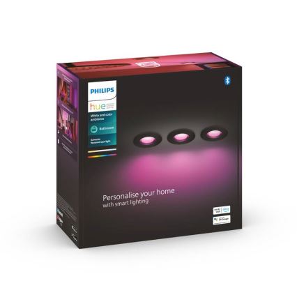 Philips -KIT 3x LED RGBW Ljusreglerad bathroom upphängd taklampa Hue XAMENTO 1xGU10/5,7W/230V 2200-6500K IP44