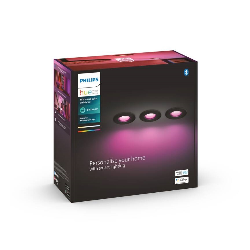 Philips -KIT 3x LED RGBW Ljusreglerad bathroom upphängd taklampa Hue XAMENTO 1xGU10/5,7W/230V 2200-6500K IP44