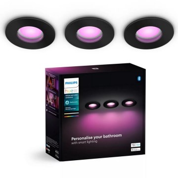Philips - KIT 3x LED RGBW Ljusreglerad hängande badrumslampa Hue XAMENTO 1xGU10/4,2W/230V 2000-6500K IP44