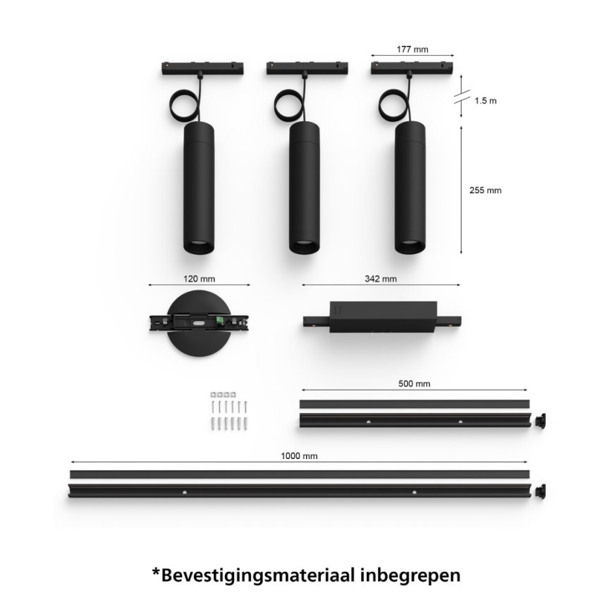 Philips - KIT 3x LED RGBW ljusreglerad ljuskrona på snöre För skensystem Hue PERIFO LED/15,6W/230V 2000-6500K
