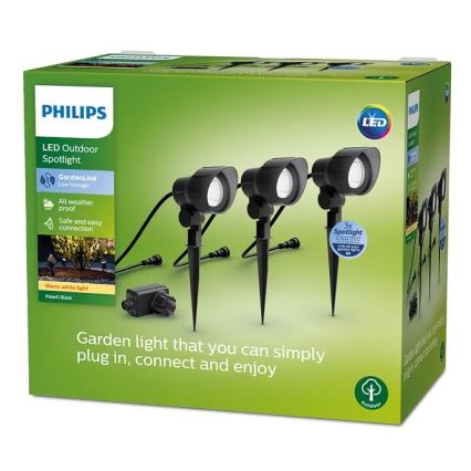 Philips -KIT 3x LED spotlight för utomhusbruk LED/6W/230V 2700K IP44