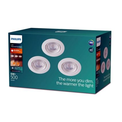 Philips -KIT 3xLED Ljusreglerad upphängd taklampa IMPALA Warm Glow LED/6W/230V