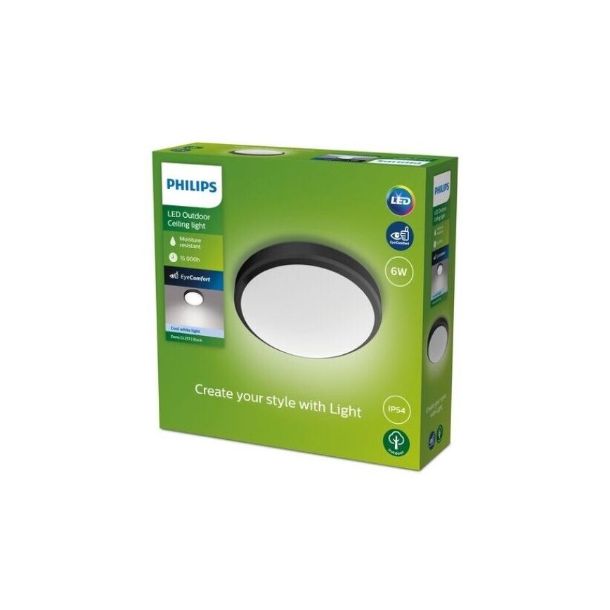 Philips - LED Badrum taklampa LED/6W/230V 4000K IP54 svart