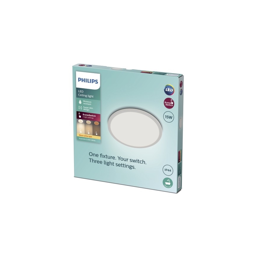 Philips - LED Dimbar bathroom Takbelysning SCENE SWITCH LED/15W/230V IP44 2700K