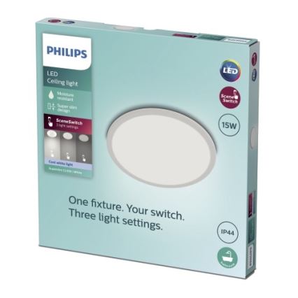Philips - LED Dimbar bathroom Takbelysning SCENE SWITCH LED/15W/230V IP44 4000K