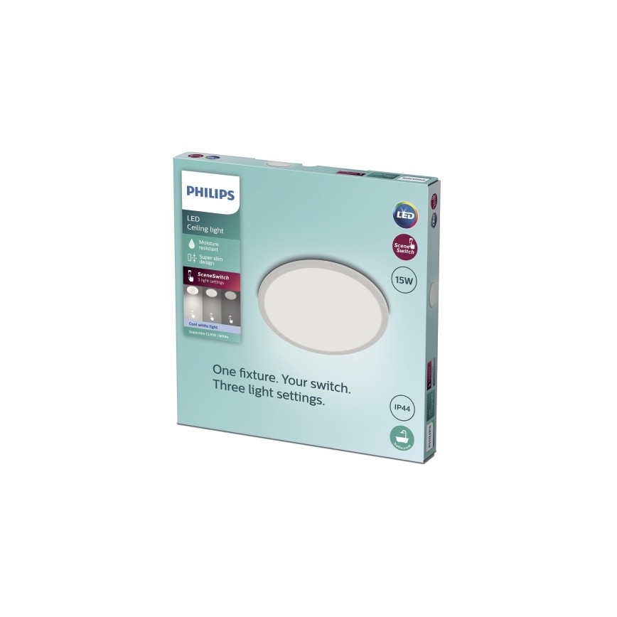 Philips - LED Dimbar bathroom Takbelysning SCENE SWITCH LED/15W/230V IP44 4000K